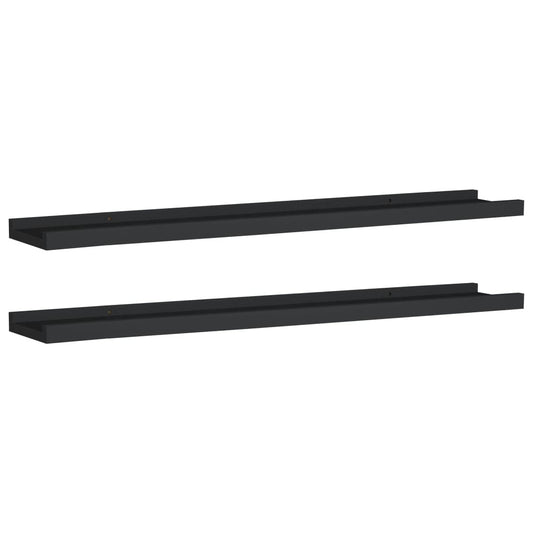 Picture Frame Ledge Shelves 2 pcs Black 31.5"x3.5"x1.2" MDF W2B