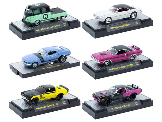 "Auto-Thentics" 6 piece Set Release 101 IN DISPLAY CASES Limited Edition 1/64 Diecast Model Cars by M2 Machines M2