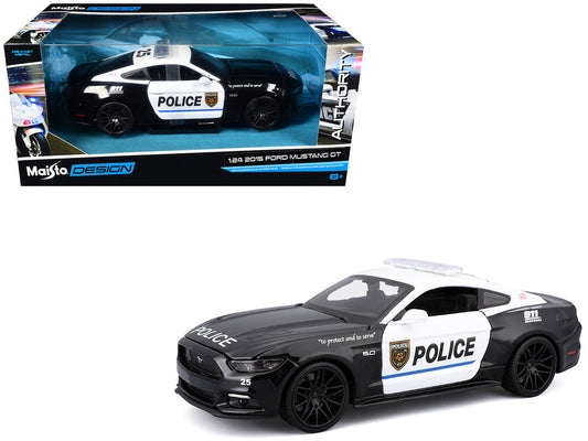 2015 Ford Mustang GT 5.0 "Police" Black and White "Authority" Series 1/24 Diecast Model Car by Maisto Maisto