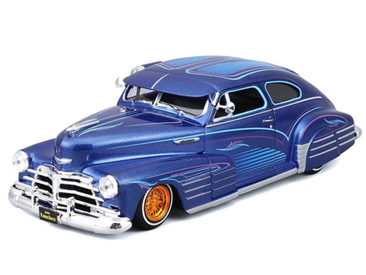 1948 Chevrolet Fleetline Lowrider Blue Metallic with Graphics "Maisto Design" Series 1/25 Diecast Model Car by Maisto Maisto