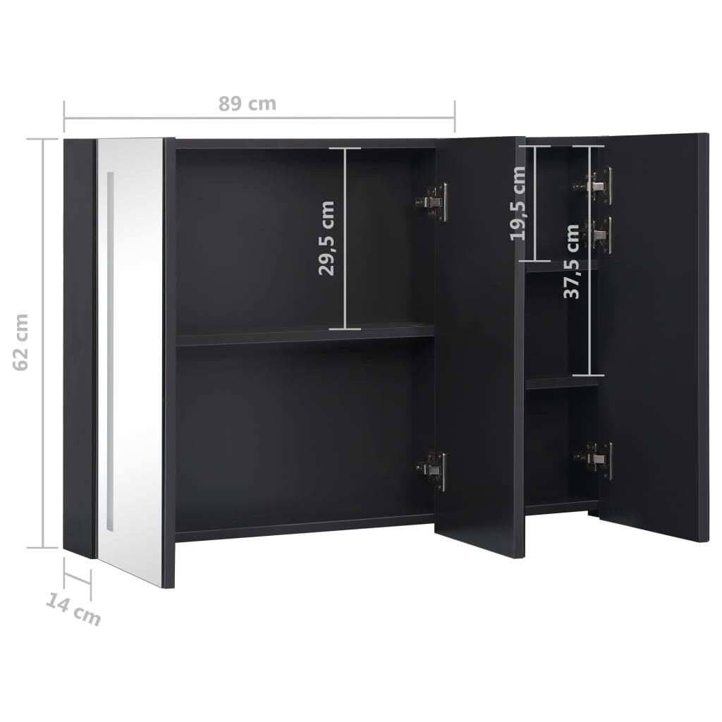 LED Bathroom Mirror Cabinet 35"x5.5"x24.4" W2B