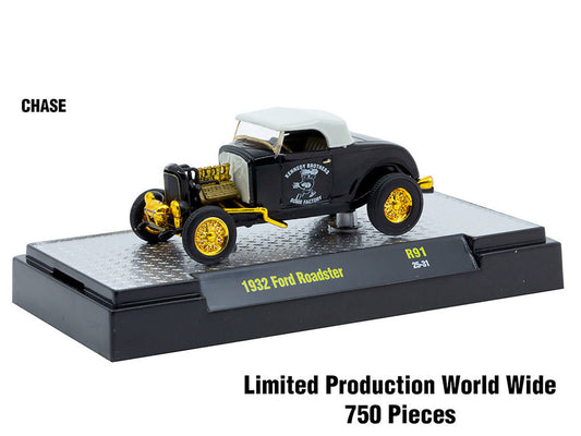 "Auto Meets" Set of 6 Cars IN DISPLAY CASES Release 91 Limited Edition 1/64 Diecast Model Cars by M2 Machines-1