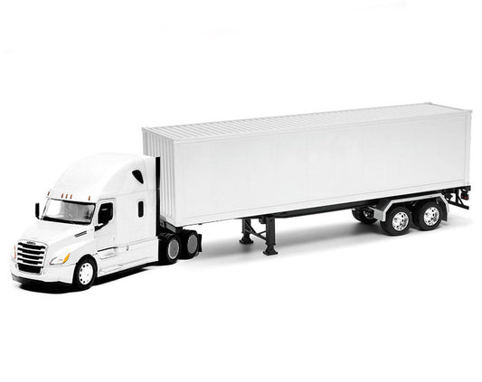 Freightliner Cascadia Truck White with White Container "Transporter" Series 1/32 Diecast Model by Welly Welly