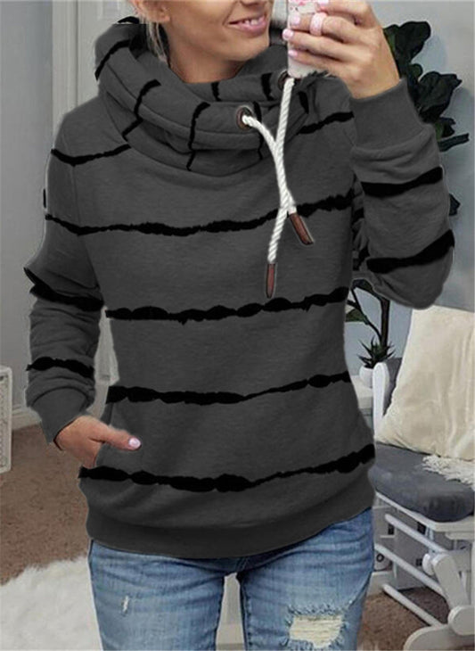 Printed Hooded Fleece Striped Sweatshirt Best YouTube Store