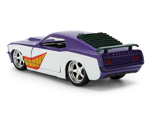 1970 Ford Mustang Boss "Joker" Livery Purple Metallic and White with Graphics "Batman" Franchise "Hollywood Rides" Series 1/32 Diecast Model Car by Jada Jada
