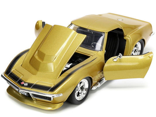 1969 Chevrolet Corvette Stingray ZL-1 Gold Metallic with Black Stripe "Bigtime Muscle" Series 1/24 Diecast Model Car by Jada Jada