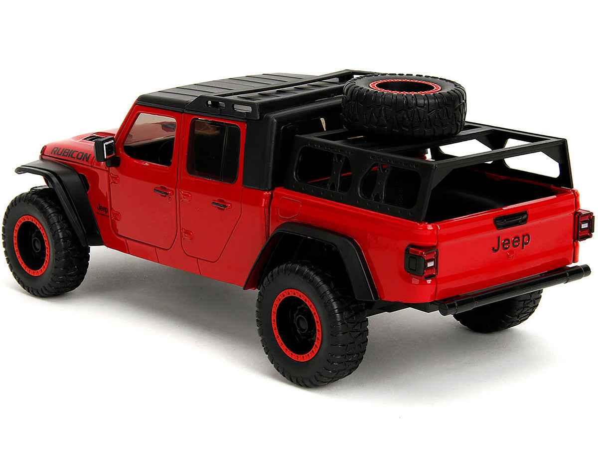 2020 Jeep Gladiator Rubicon Pickup Truck Red with Black Top and Extra Wheels "Just Trucks" Series 1/24 Diecast Model Car by Jada Jada