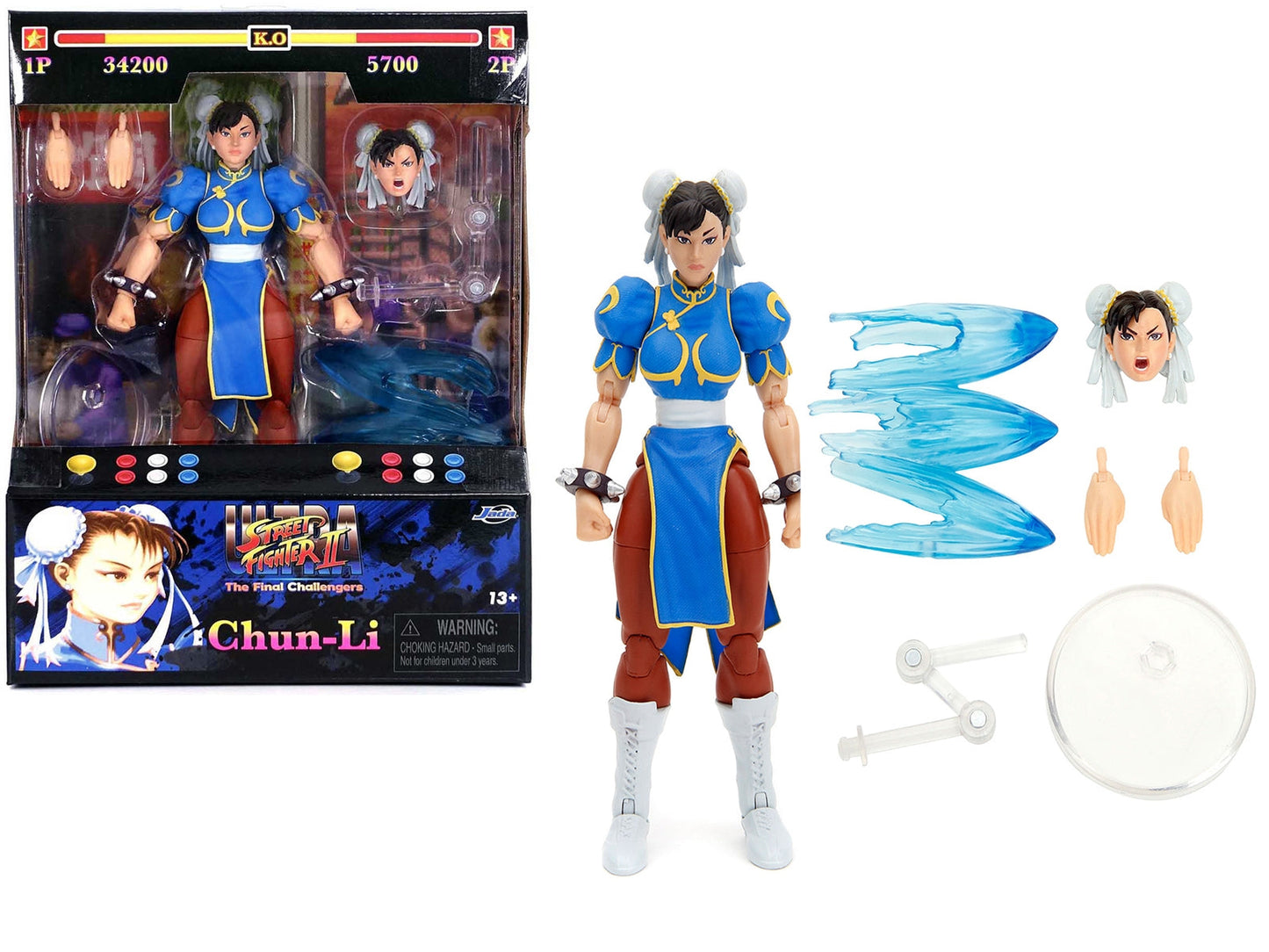 Chun-Li 6" Moveable Figure with Accessories and Alternate Head and Hands "Ultra Street Fighter II: The Final Challengers" (2017) Video Game model by Jada W2B