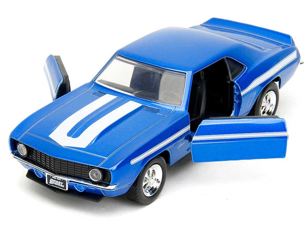 1969 Chevrolet Camaro Blue Metallic with White Stripes "2 Fast 2 Furious" (2003) Movie "Fast & Furious" Series 1/32 Diecast Model Car by Jada Jada