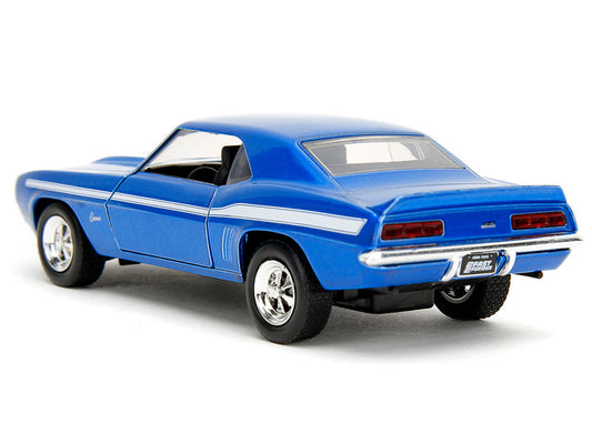1969 Chevrolet Camaro Blue Metallic with White Stripes "2 Fast 2 Furious" (2003) Movie "Fast & Furious" Series 1/32 Diecast Model Car by Jada Jada