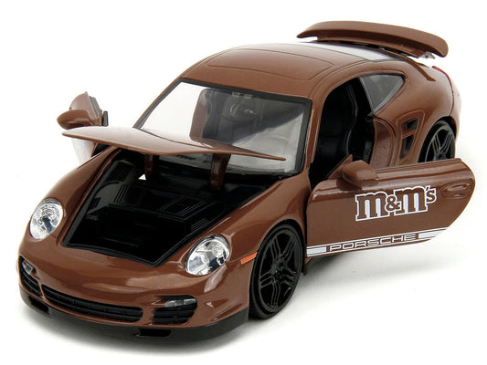 Porsche 911 Turbo Brown and Brown M&M Diecast Figure "M&M's" "Hollywood Rides" Series 1/24 Diecast Model Car by Jada Jada