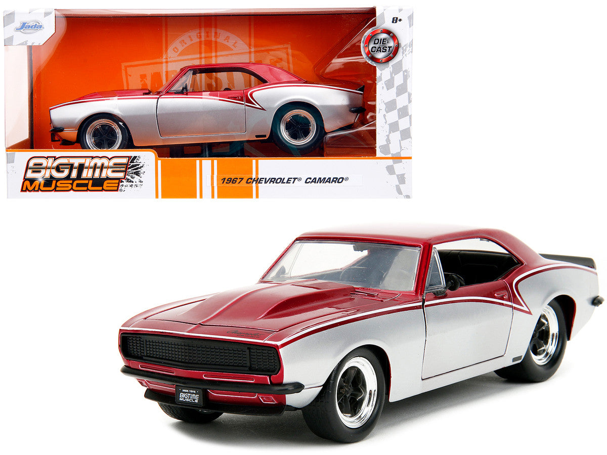 1967 Chevrolet Camaro Candy Red and Silver Metallic "Bigtime Muscle" Series 1/24 Diecast Model Car by Jada Jada
