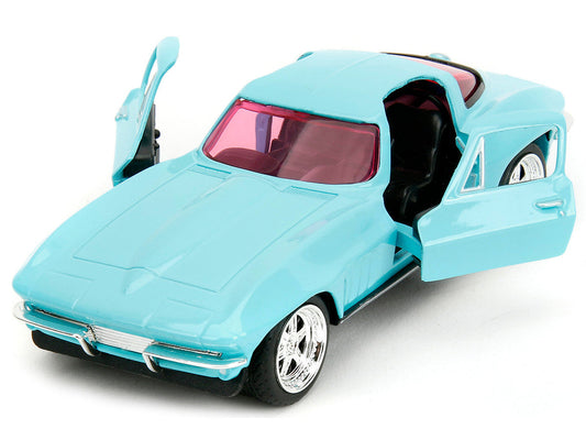 1966 Chevrolet Corvette Light Blue with Pink Tinted Windows "Pink Slips" Series 1/32 Diecast Model Car by Jada Jada