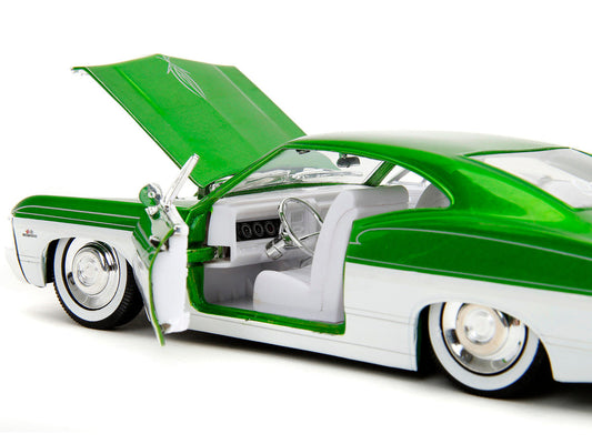 1967 Chevrolet Impala SS Green Metallic and White with White Interior "Bigtime Muscle" Series 1/24 Diecast Model Car by Jada Jada