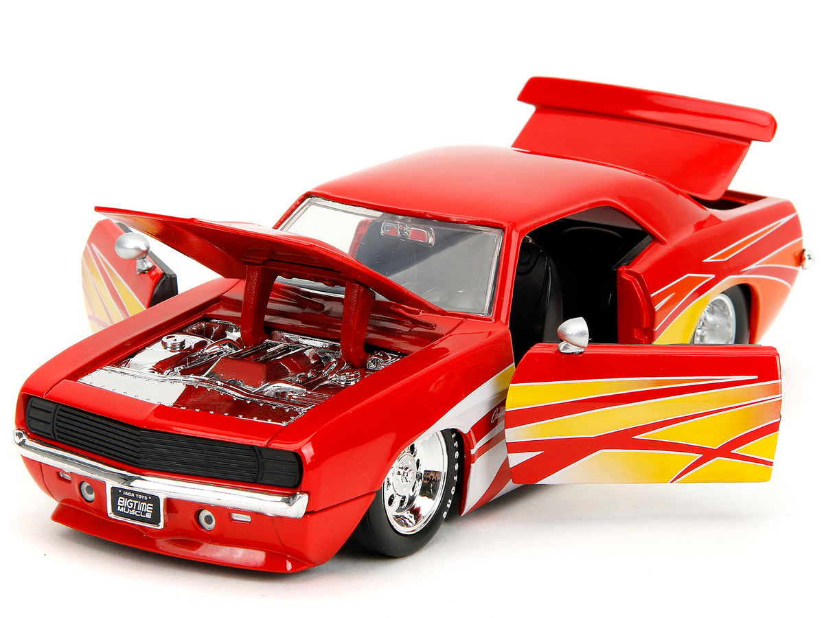 1969 Chevrolet Camaro Red with Graphics "BigTime Muscle" Series 1/24 Diecast Model Car by Jada Jada