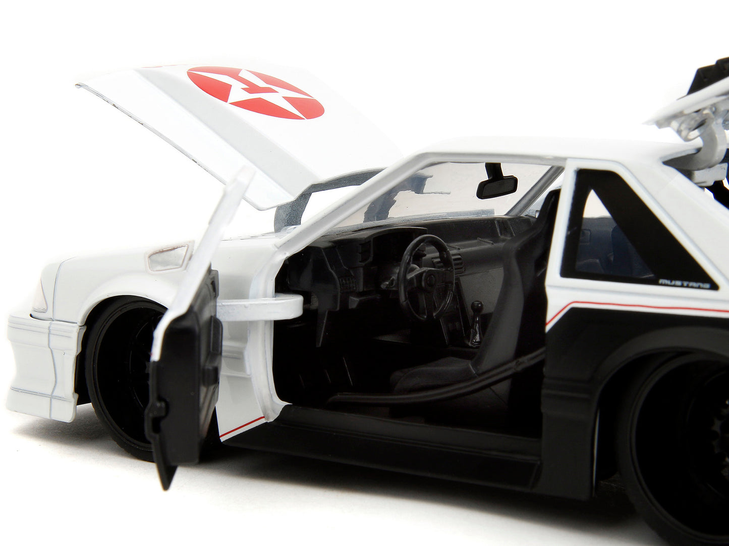 1989 Ford Mustang GT "Texaco" White and Matt Black with Graphics "Bigtime Muscle" Series 1/24 Diecast Model Car by Jada