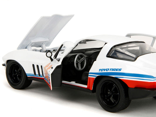 1966 Chevrolet Corvette #66 "Racing Spirit" White with Graphics "Bigtime Muscle" Series 1/24 Diecast Model Car by Jada Jada