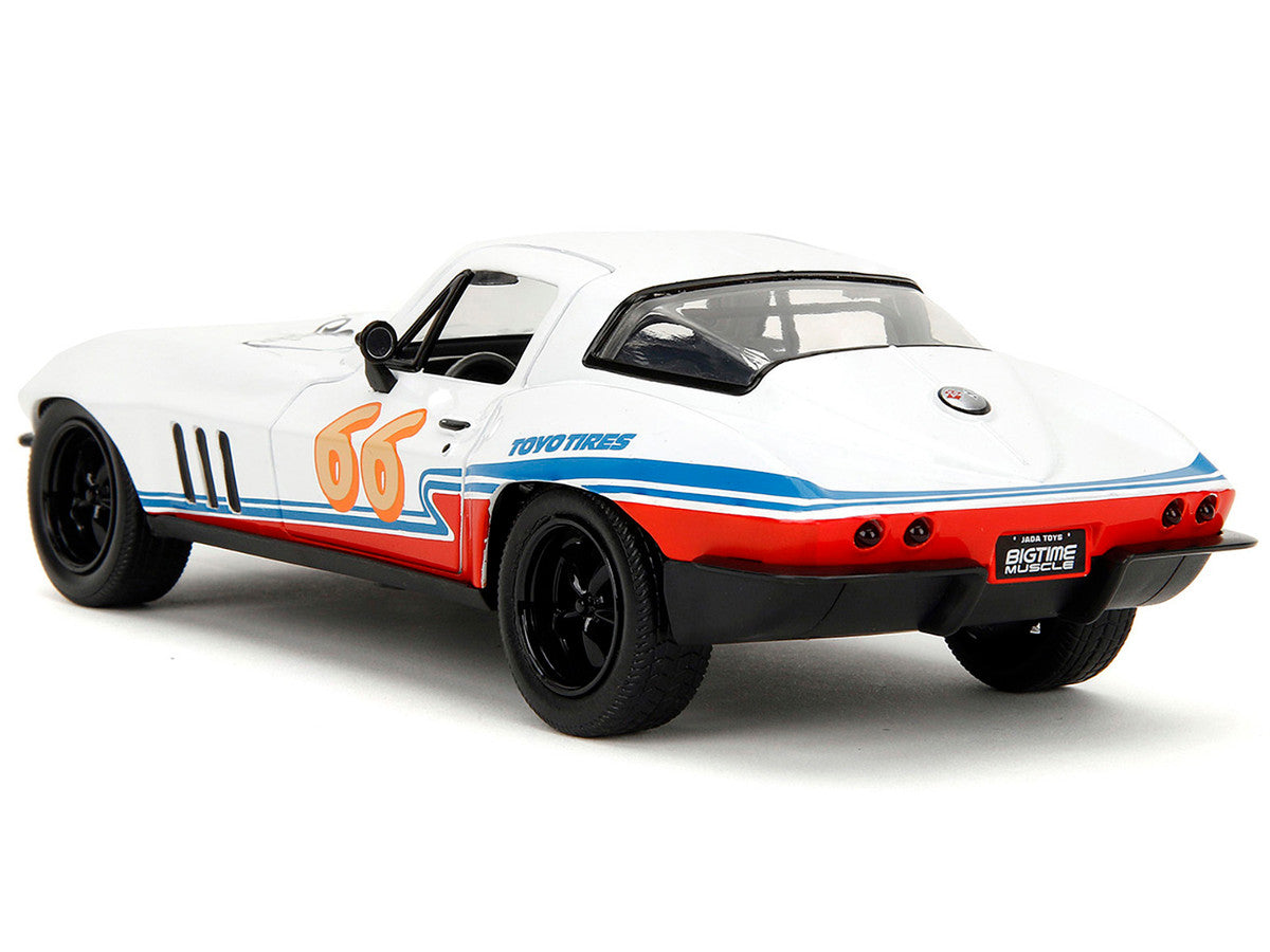 1966 Chevrolet Corvette #66 "Racing Spirit" White with Graphics "Bigtime Muscle" Series 1/24 Diecast Model Car by Jada Jada