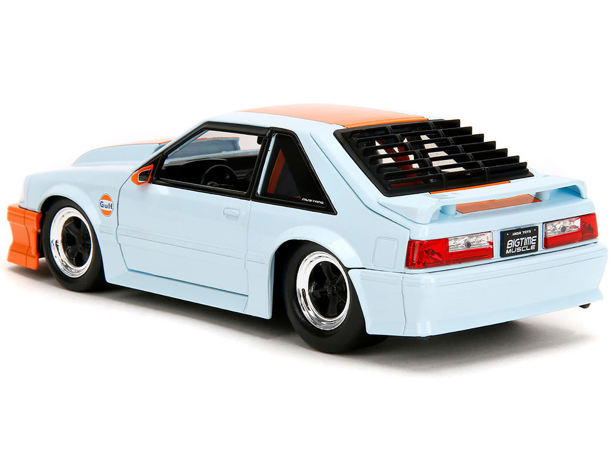 1989 Ford Mustang GT "Gulf Oil" Light Blue with Orange Stripe "Bigtime Muscle" Series 1/24 Diecast Model Car by Jada Jada