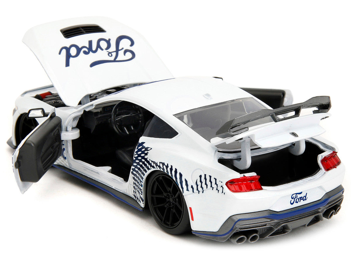 2024 Ford Mustang Dark Horse White with "Mustang Horse Graphics" "Bigtime Muscle" Series 1/24 Diecast Model Car by Jada Jada
