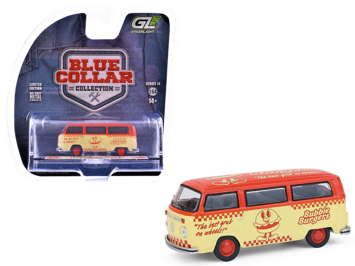 1975 Volkswagen Type 2 Van "Bubbie Burgers Food Truck" Orange and Cream "Blue Collar Collection" Series 14 1/64 Diecast Model Car by Greenlight Greenlight