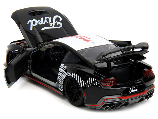 2024 Ford Mustang Dark Horse Black with White Top and "Mustang Horse Graphics" "Bigtime Muscle" Series 1/24 Diecast Model Car by Jada Jada