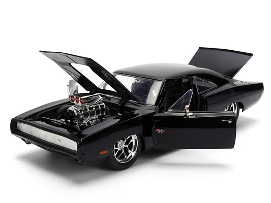 1970 Dodge Charger R/T Black "Furious 7" (2015) Movie "Fast & Furious" Series 1/24 Diecast Model Car by Jada-1