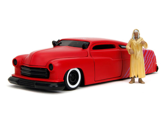 1951 Mercury Matt Red with Purple Stripes and Creep Diecast Figure "Creepshow" (1982) Movie "Hollywood Rides" Series 1/24 Diecast Model Car by Jada Jada