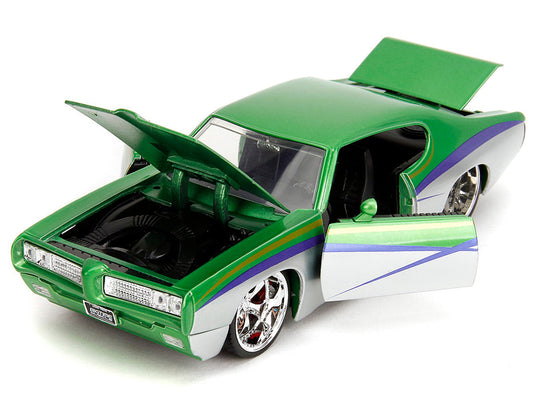 1969 Pontiac GTO Judge Green Metallic and Silver with Stripes "Bigtime Muscle" Series 1/24 Diecast Model Car by Jada Jada