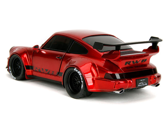 RWB Body Kit Red Metallic with Black Stripes "Pink Slips" Series 1/18 Diecast Model Car by Jada Jada