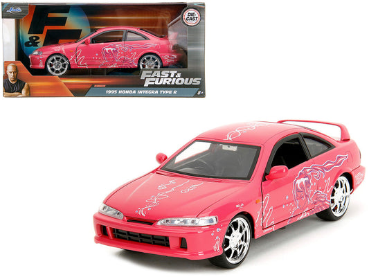 1995 Honda Integra Type R Pink with Graphics "Fast & Furious Remix" Series 1/24 Diecast Model Car by Jada Jada