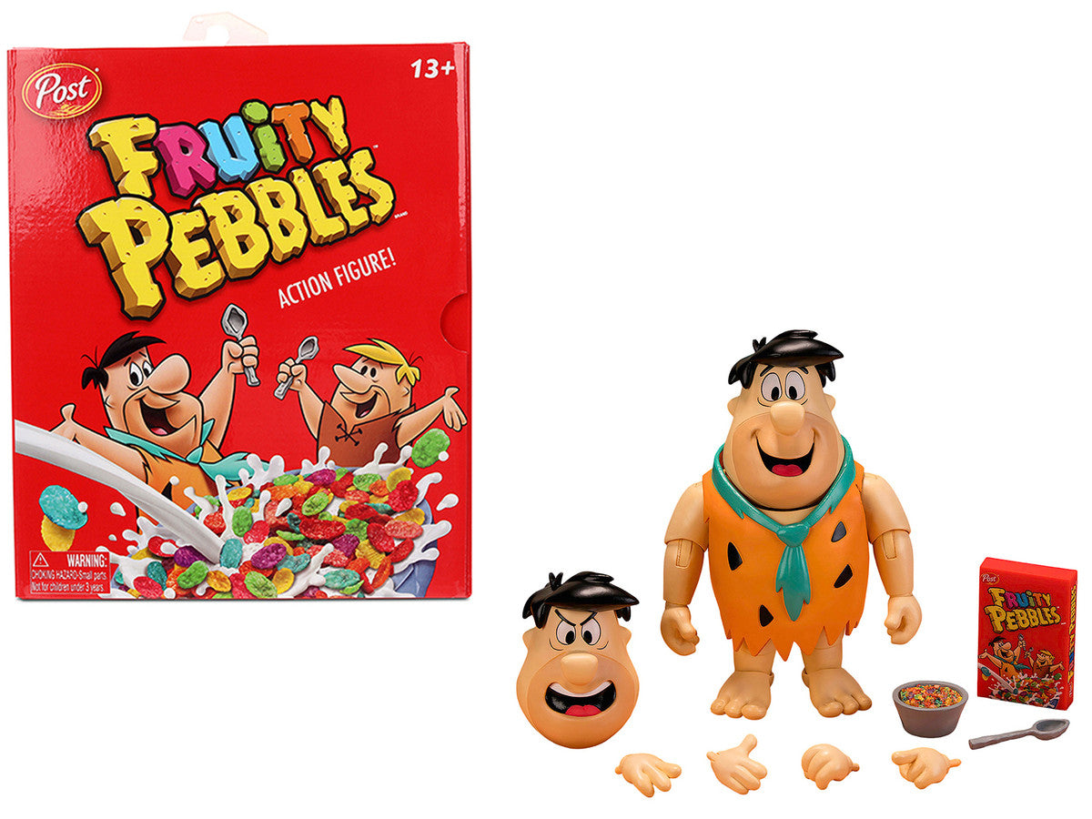 Fred Flintstone 6" Moveable Figure with Accessories and Alternate Head and Hands "The Flintstones - Post Fruity Pebbles" Model by Jada-4