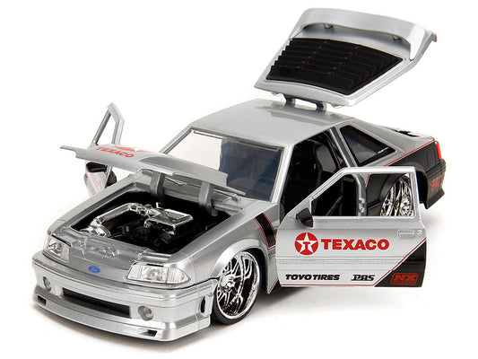 1989 Ford Mustang GT "Texaco" Silver Metallic and Matt Black "Bigtime Muscle" Series 1/24 Diecast Model Car by Jada Jada