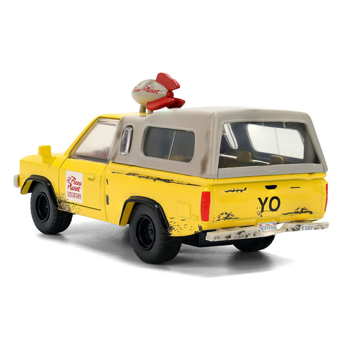 Pizza Planet Truck Yellow (Weathered) with Beige Camper "Toy Story" (1995) Movie "Hollywood Rides" Series 1/32 Diecast Model Car by Jada Jada