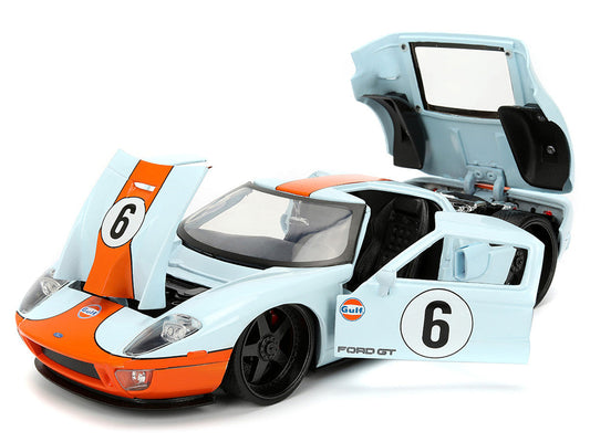 2005 Ford GT #6 "Gulf Oil" Light Blue with Orange Stripes "Hyper-Spec" Series 1/24 Diecast Model Car by Jada Jada