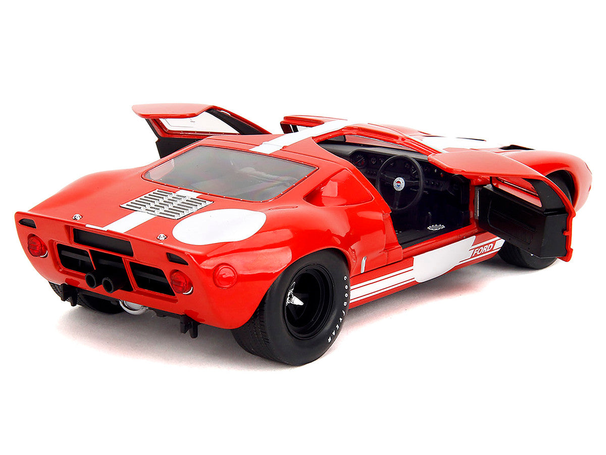 Ford GT40 MK1 Red with White Stripes and Graphics "Pink Slips" Series 1/18 Diecast Model Car by Jada Jada