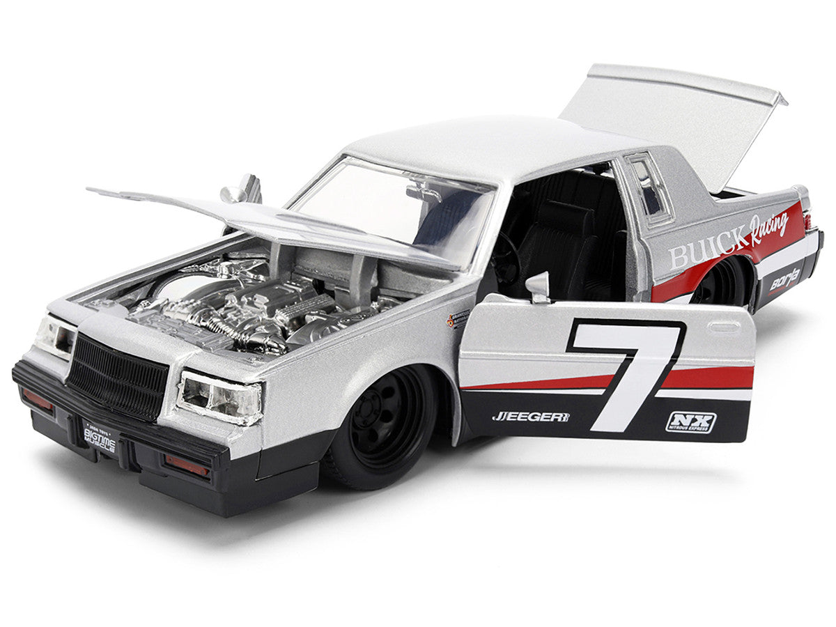 1987 Buick Grand National #7 "Buick Racing" Matt Silver Metallic with Red and Black Stripes "Bigtime Muscle" Series 1/24 Diecast Model by Jada Jada
