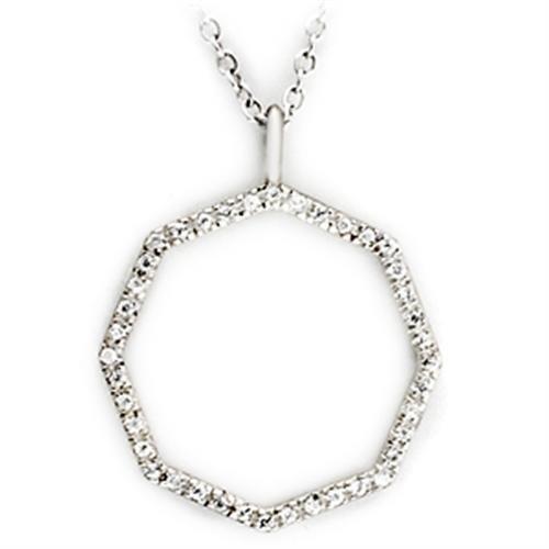 36513 - High-Polished 925 Sterling Silver Pendant with AAA Grade CZ in Clear-0