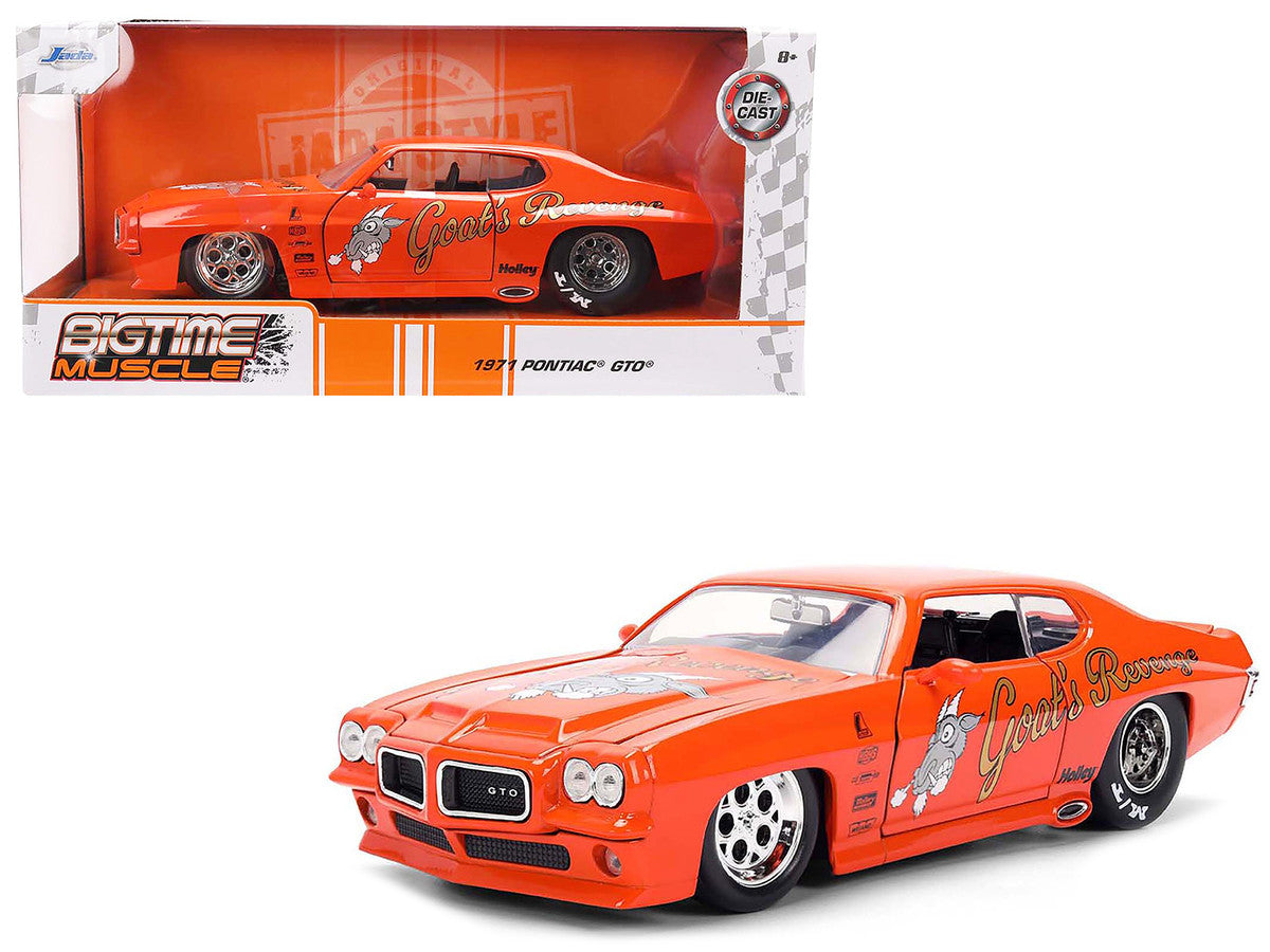 1971 Pontiac GTO "Goat's Revenge" Orange with Graphics "Bigtime Muscle" Series 1/24 Diecast Model Car by Jada Jada