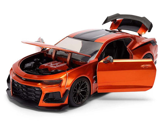 2024 Chevrolet Camaro ZL1 1LE Orange Metallic with Black Stripes "Bigtime Muscle" Series 1/24 Diecast Model Car by Jada
