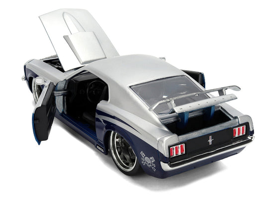 1970 Ford Mustang Boss 429 "Iron Stallion Speed Shop" Silver and Dark Blue Metallic "Bigtime Muscle" Series 1/24 Diecast Model Car by Jada Jada