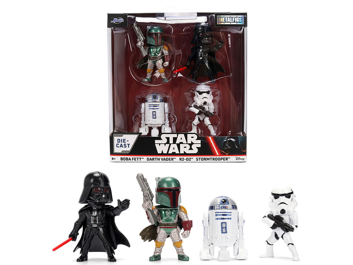 Set of 4 Diecast Figures "Star Wars" Movie Franchise "Metalfigs" Series Diecast Models by Jada Jada