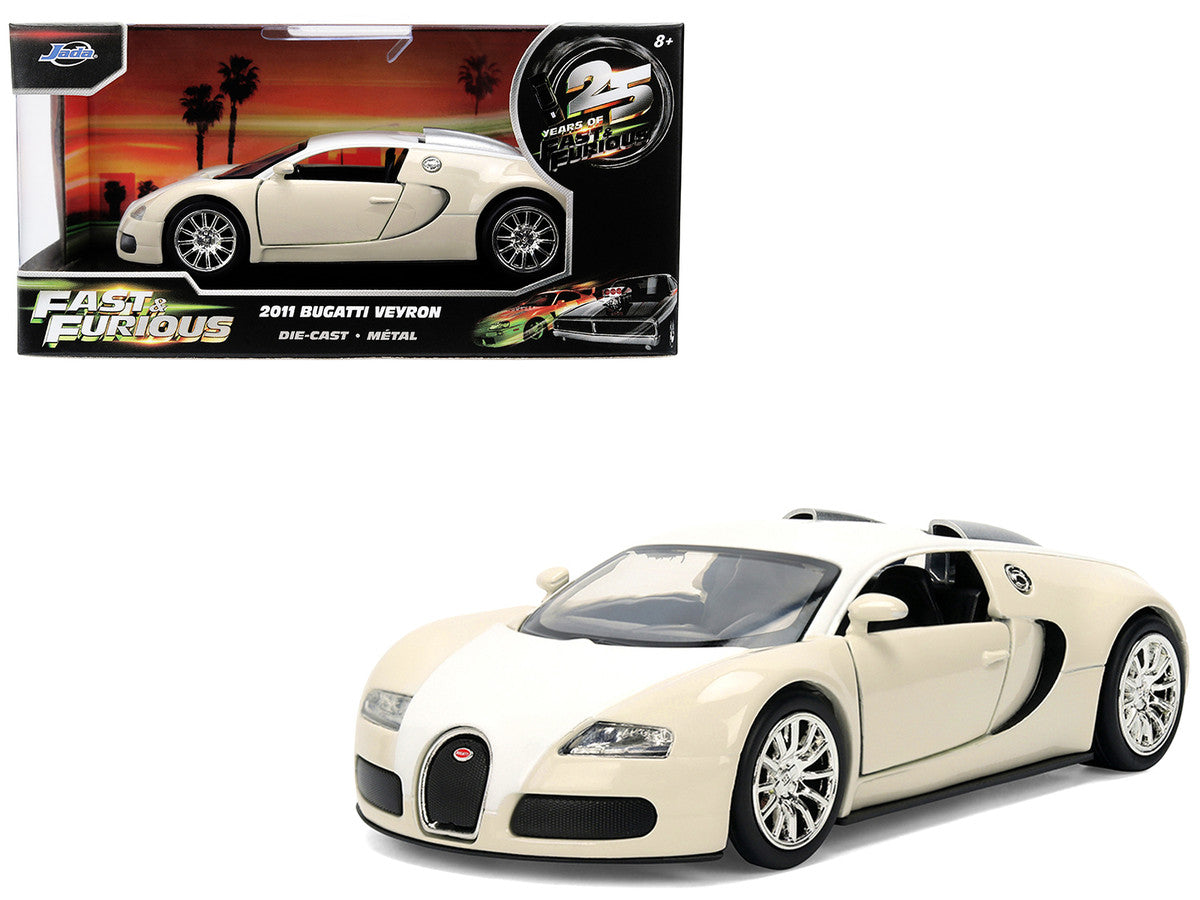 2011 Bugatti Veyron White and Tan "Furious 7" (2015) Movie "25 Years of Fast & Furious" Series 1/32 Diecast Model Car by Jada Jada