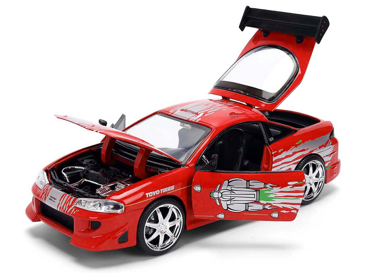 Brian's Mitsubishi Eclipse Red with Graphics Remix "The Fast and The Furious" (2001) Movie "Fast & Furious" Series 1/24 Diecast Model Car by Jada Jada