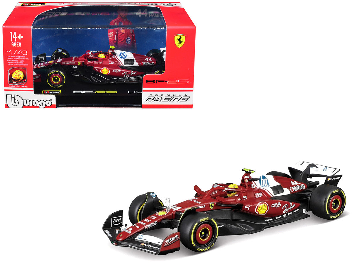 Ferrari SF-25 #44 Lewis Hamilton Formula One F1 "World Championship" (2025) with Display Case 1/43 Diecast Model Car by Bburago Bburago