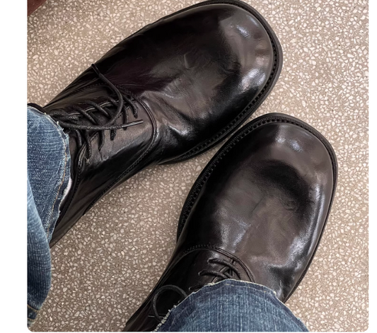 Elegant Leather Commuter Shoes In Smoked Cowhide Best YouTube Store