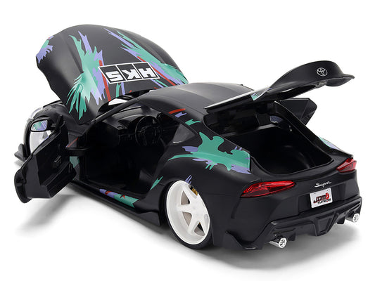 2020 Toyota GR Supra "HKS" Matt Black with Graphics "JDM Tuners" Series 1/24 Diecast Model Car by Jada-1