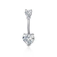 Sterling Silver Sexy Zirconia Heart Pendnt Belly Button Ring Belly Piercing for Women LadyShow.Store