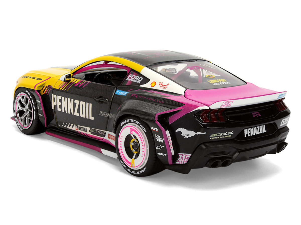Ford Mustang RTR #213 Ben Hobson "Pennzoil" "Formula Drift PRO Championship" (2025) with Lights "RTR Vehicles" Series 1/24 Diecast Model Car by Jada Jada
