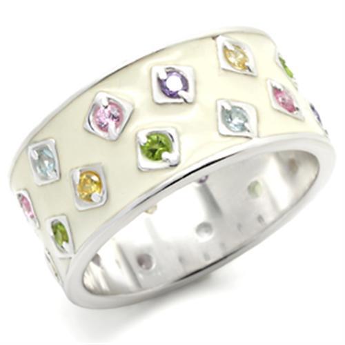 37405 - High-Polished 925 Sterling Silver Ring with AAA Grade CZ in Multi Color Alamode